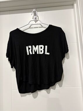 Mono B Black Crop Tee with White RMBL Boxing Graphic